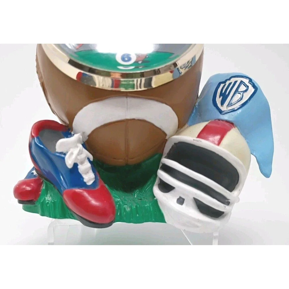 Vintage Warner Bros. Taz Tasmanian Devil Football Desk Clock Ceramic 1996 Works